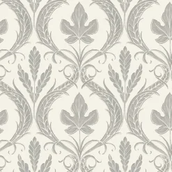 York DM4925 Gray Beige Adirondack Damask Wallpaper