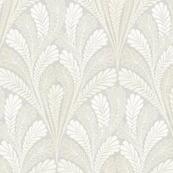 York DM5022 Gray Shell Damask Wallpaper