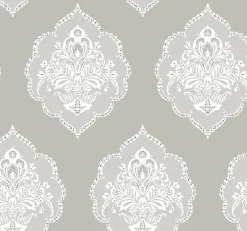 York DM4984 Gray Signet Medallion Dam Wallpaper