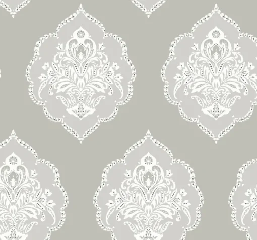 York DM4984 Gray Signet Medallion Dam Wallpaper