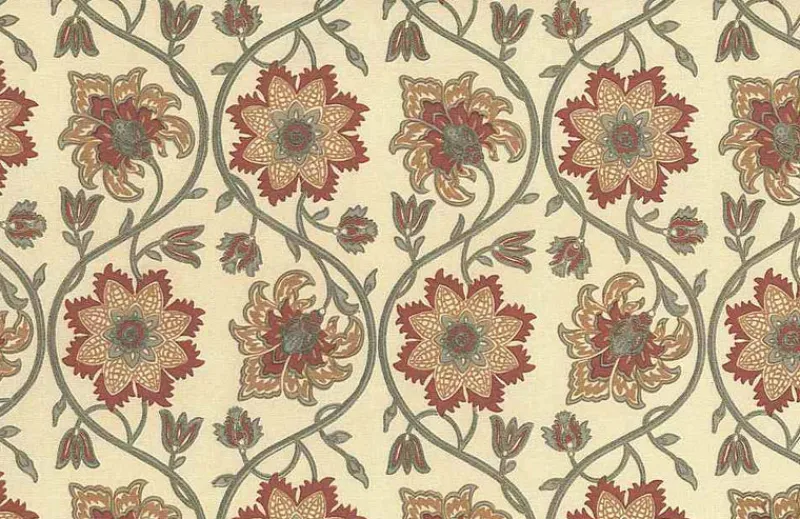 Laura Kiran Ellora Print Mineral Red Taupe Fabric