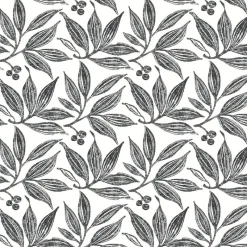 York FH4063 Black/White Chokeberry Block Print Wallpaper