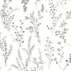 York FH4026 Black/White Wildflower Sprigs Wallpaper