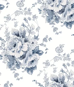 York FH4087 Navy/White Heritage Rose Wallpaper