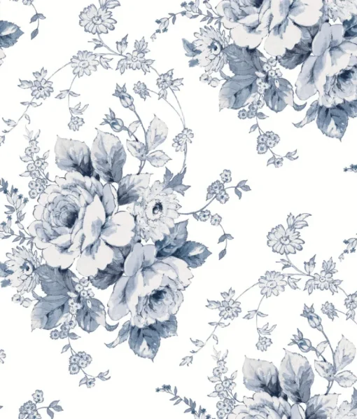 York FH4087 Navy/White Heritage Rose Wallpaper
