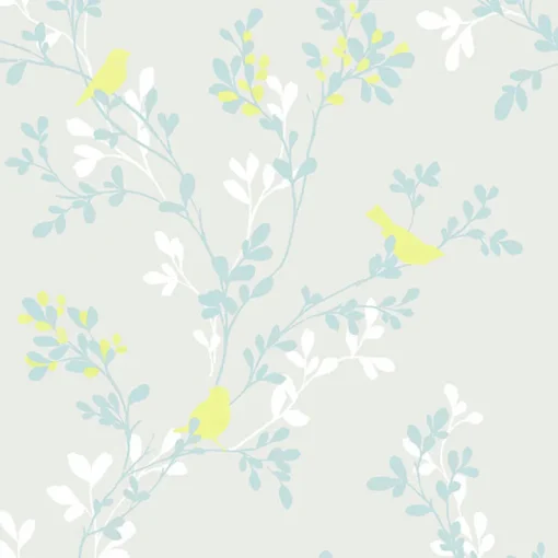 Brewster For Your Bath III Chirp Grey Birds & Trees Wallpaper