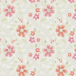 Brewster For Your Bath III Chloe Peach Floral Wallpaper