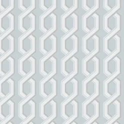 Brewster For Your Bath III Twist Blue Geometric Wallpaper