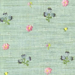 Brewster Gerda Mint Hand Embroidered Raffia Look Wallpaper