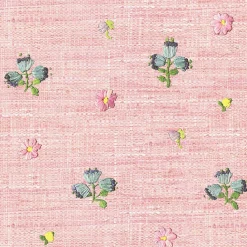 Brewster Gerda Pink Hand Embroidered Raffia Look Wallpaper