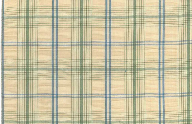 Laura Kiran Hampton Seersucker Green Blue Fabric