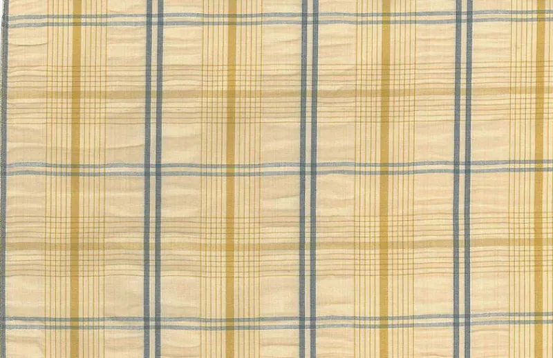 Laura Kiran Hampton Seersucker Yellow Blue Fabric
