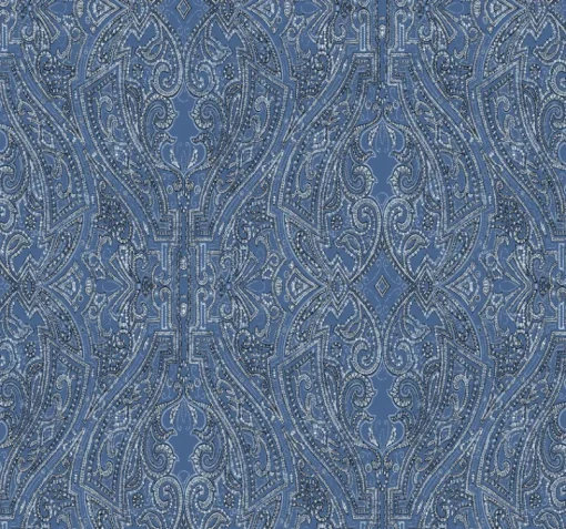 York HO2132 Blue Ascot Damask Wallpaper
