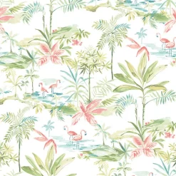 Brewster Ibis Green Lagoon Wallpaper