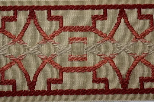 Stock/Fabricut Irwell Imatra Deep Coral 3.5" Flat Tape Trim By Charlotte Moss Fabricut