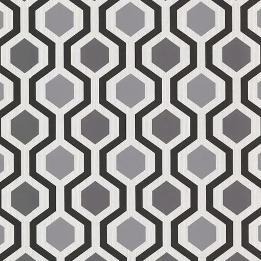 Brewster Kelso Black Geometric Wallpaper