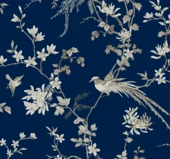 York KT2171 Blue Bird And Blossom Chinoserie Wallpaper
