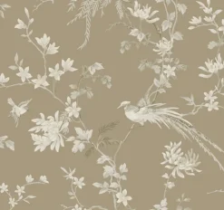 York KT2172 Brown Bird And Blossom Chinoserie Wallpaper