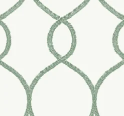 York KT2231 Green Laurel Leaf Ogee Wallpaper
