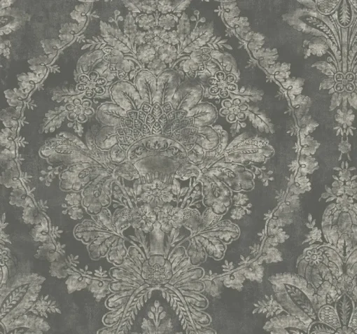 York KT2216 Grey Charleston Damask Wallpaper