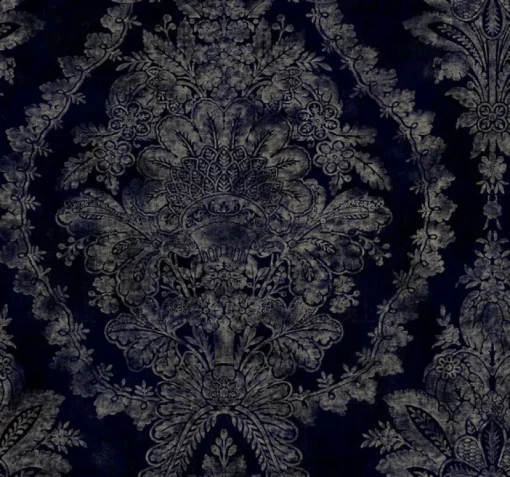 York KT2215 Navy Charleston Damask Wallpaper