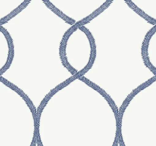 York KT2232 Navy Laurel Leaf Ogee Wallpaper