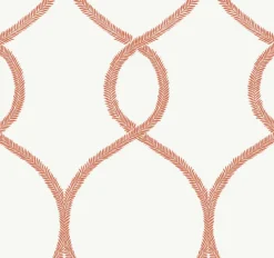 York KT2236 Orange Laurel Leaf Ogee Wallpaper