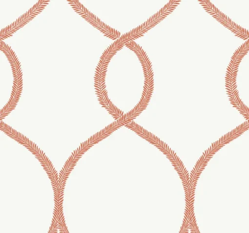 York KT2236 Orange Laurel Leaf Ogee Wallpaper