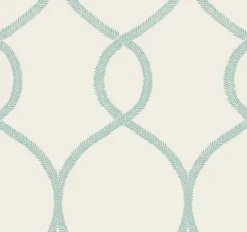York KT2238 Teal Laurel Leaf Ogee Wallpaper