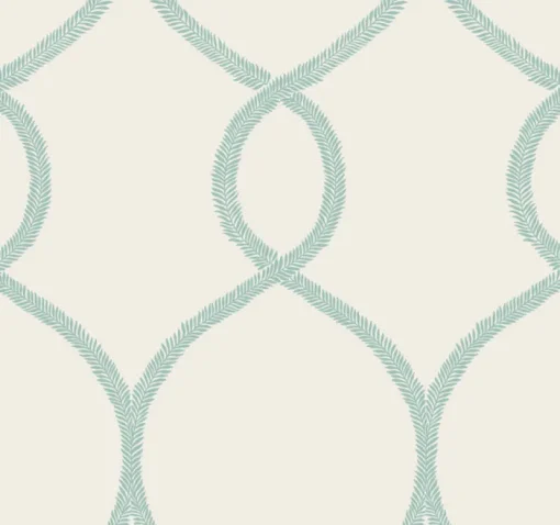 York KT2238 Teal Laurel Leaf Ogee Wallpaper