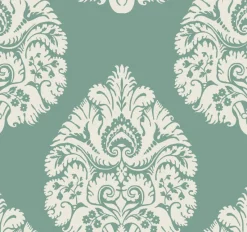 York KT2146 Teal Teardrop Damask Wallpaper