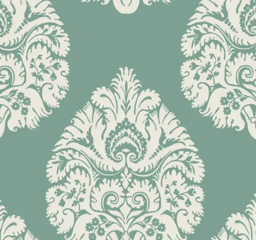 York KT2146 Teal Teardrop Damask Wallpaper