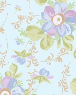 Brewster Lyse Lavender Painted Flowers Wallpaper