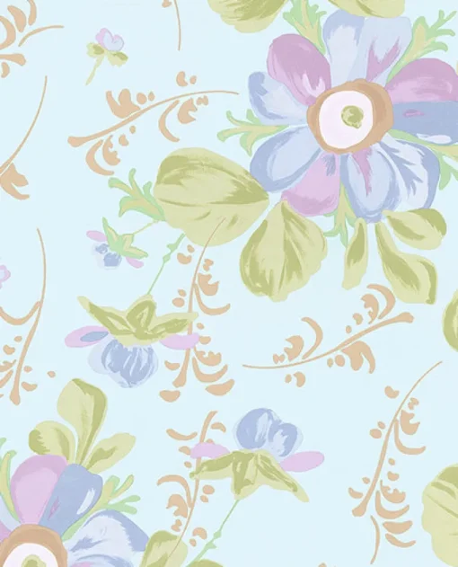 Brewster Lyse Lavender Painted Flowers Wallpaper
