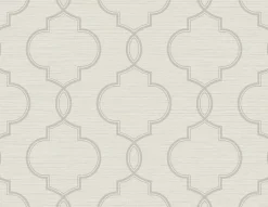 Brewster Malo Light Grey Sisal Ogee Wallpaper