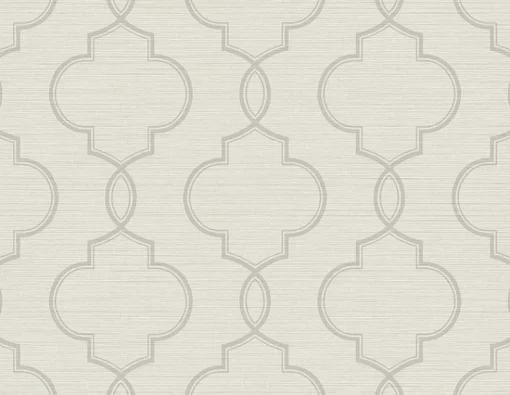 Brewster Malo Light Grey Sisal Ogee Wallpaper