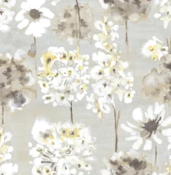 Brewster/ASP Marilla Yellow Watercolor Floral Wallpaper