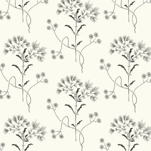 Stock/York ME1515 Magnolia Home Joanna Gaines Wildflower Black on White Wallpaper