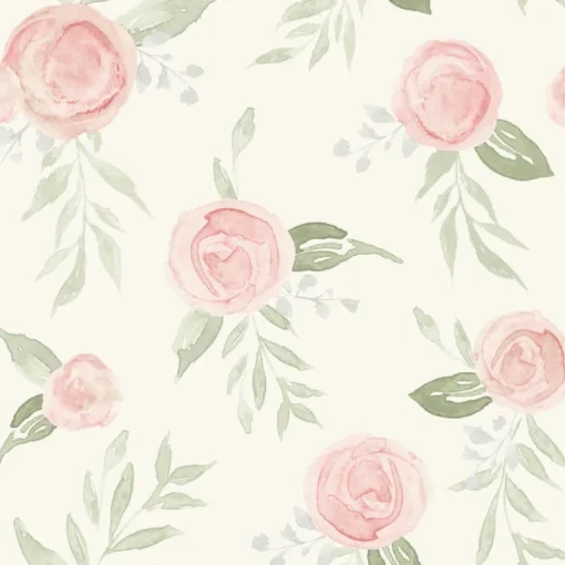 York MK1128 Watercolor Roses Coral Wallpaper