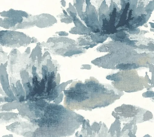 York NA0527 Dark Blue Water Lily Wallpaper