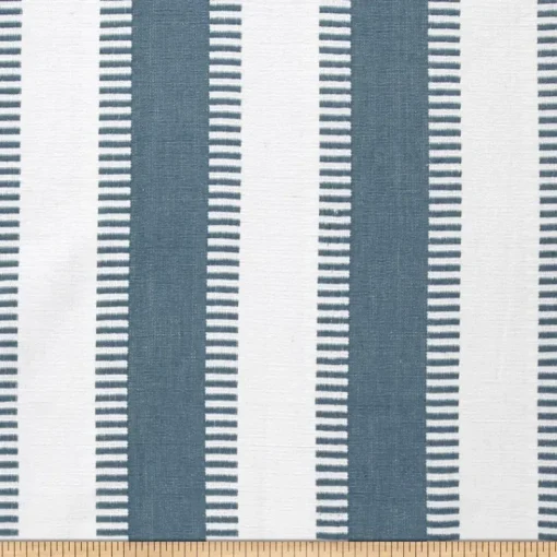 Laura Kiran New Ladder Stripe Lake White Fabric