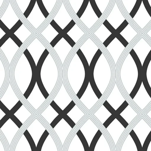 Brewster NU1658 Black and Silver Lattice Peel and Stick Wallpaper