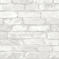 Brewster NU1653 Grey and White Brick Peel and Stick Wallpaper