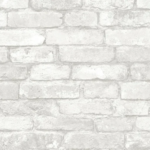 Brewster NU1653 Grey and White Brick Peel and Stick Wallpaper