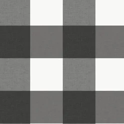 Stock/Brewster NUS3624 Farmhouse Plaid Charcoal & White 5 inch Buffalo Check Peel and Stick Wallpaper