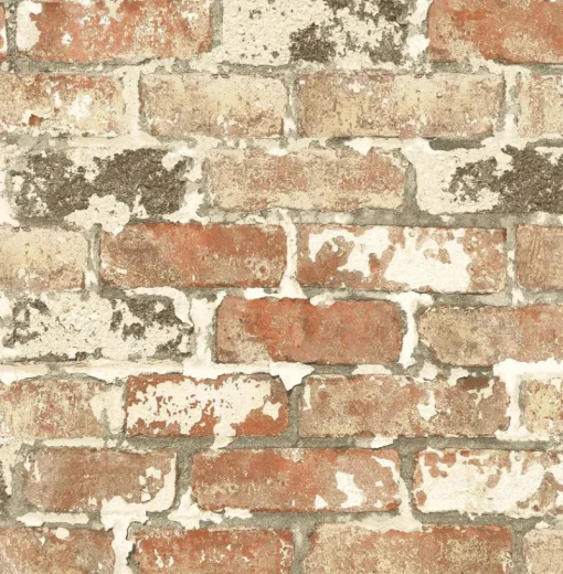 Wallquest NW32301 Peel & Stick Weathered Red Brick NextWall Wallpaper