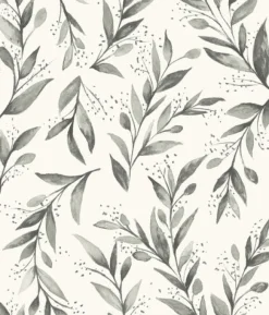 York Olive Branch Charcoal Magnolia Home Vol. II Wallpaper
