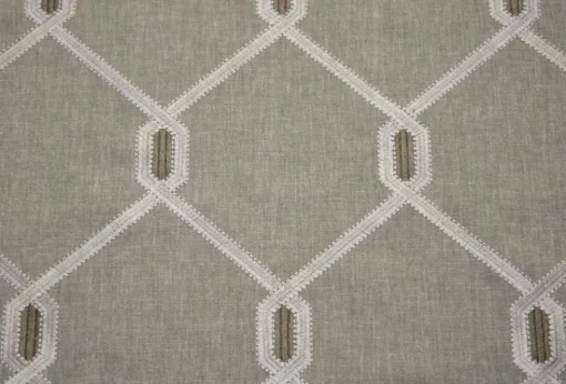 Stock/SMC Patrick Fog Embroidered Trellis Swavelle Mill Creek Fabric