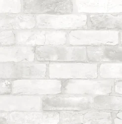 Brewster/ASP Reclaimed Bricks White Rustic Wallpaper