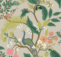 York RI5171 Linen Peacock Wallpaper